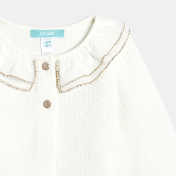 جيليه من القطن الفاخر للمناسبات الرسمية، باللون الأبيض للفتيات الصغيرات.